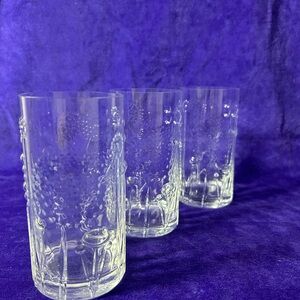Vintage Iittala Flora Glass Tumblers Set of 3 Oiva Toikka Finland 5 1/8”